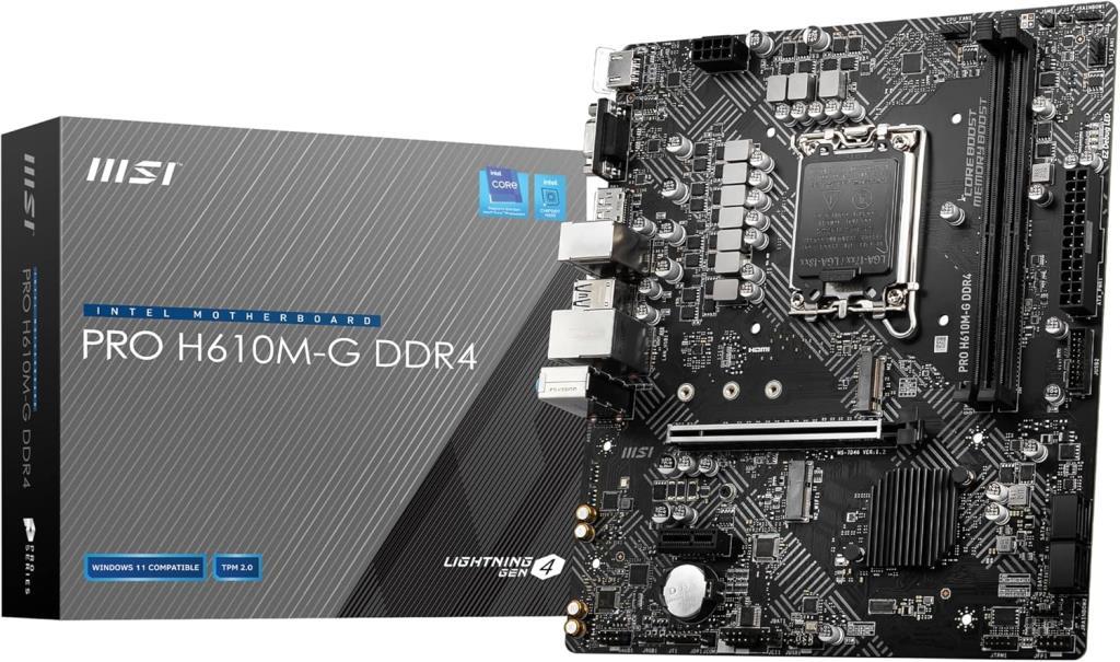 MSI PRO H610M-G DDR4 SOKET 1700 DDR4 3200(OC) PCI-E Gen 4 ,M.2 USB3.2 1x 1G LAN mATX Outlet