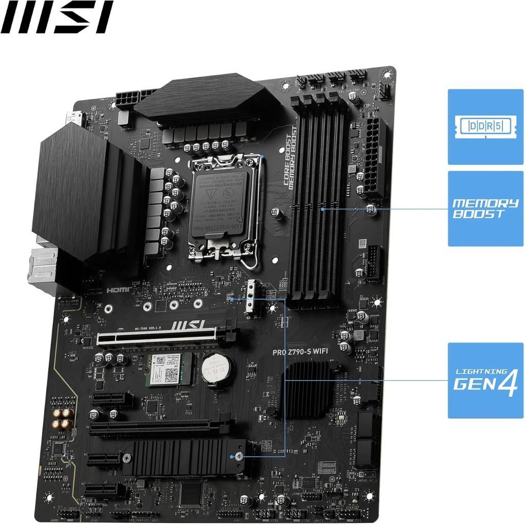 لوحة أم MSI Pro Z790-S Wi-Fi Intel LGA1700 DDR5 ATX مخرج (أوتليت)