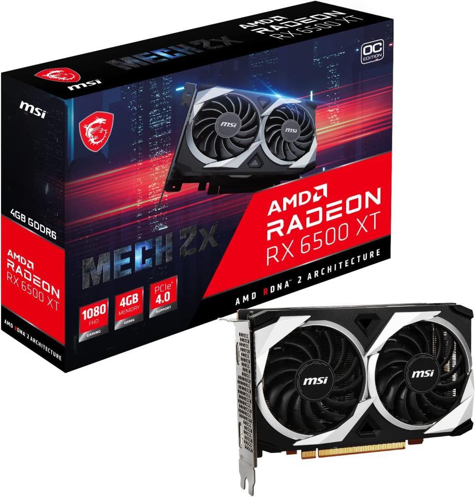 MSI Radeon RX 6500 XT MECH 2X 4G OC Gaming Graphics Card - Black 
