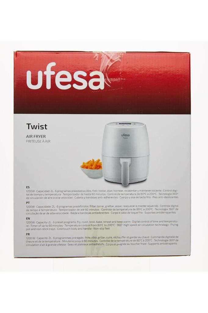 Twist Airfryer, 2 L, 6 Programlı, 1200 W, Zaman Ayarlı Saat, 80 ila 200 derece Sıcaklık, Yapışmaz Kaplama , Beyaz
