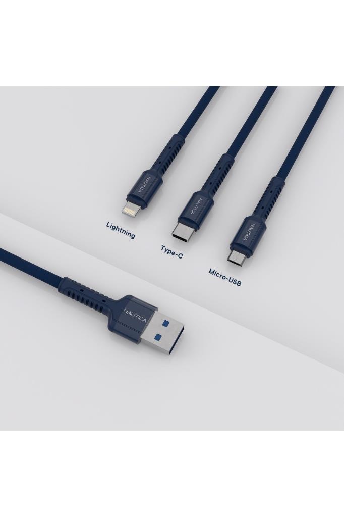 Nautica C300 1.2 m 3in1 Hızlı Şarj Kablosu - TEŞHİR