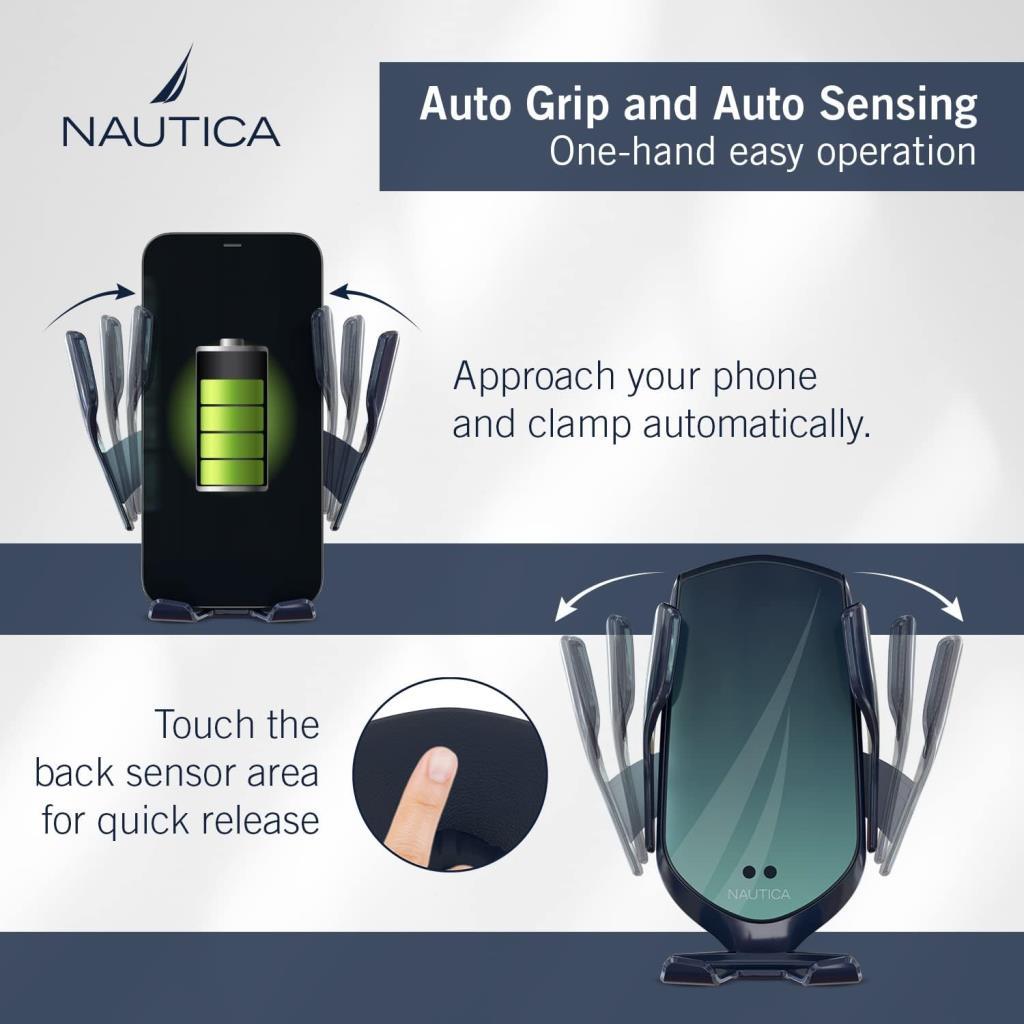 E-Trendy Shop Nautica CH220 Wireless Araç Içi Şarj Cihazı ve Telefon Tutucu Navy -TEŞHİR