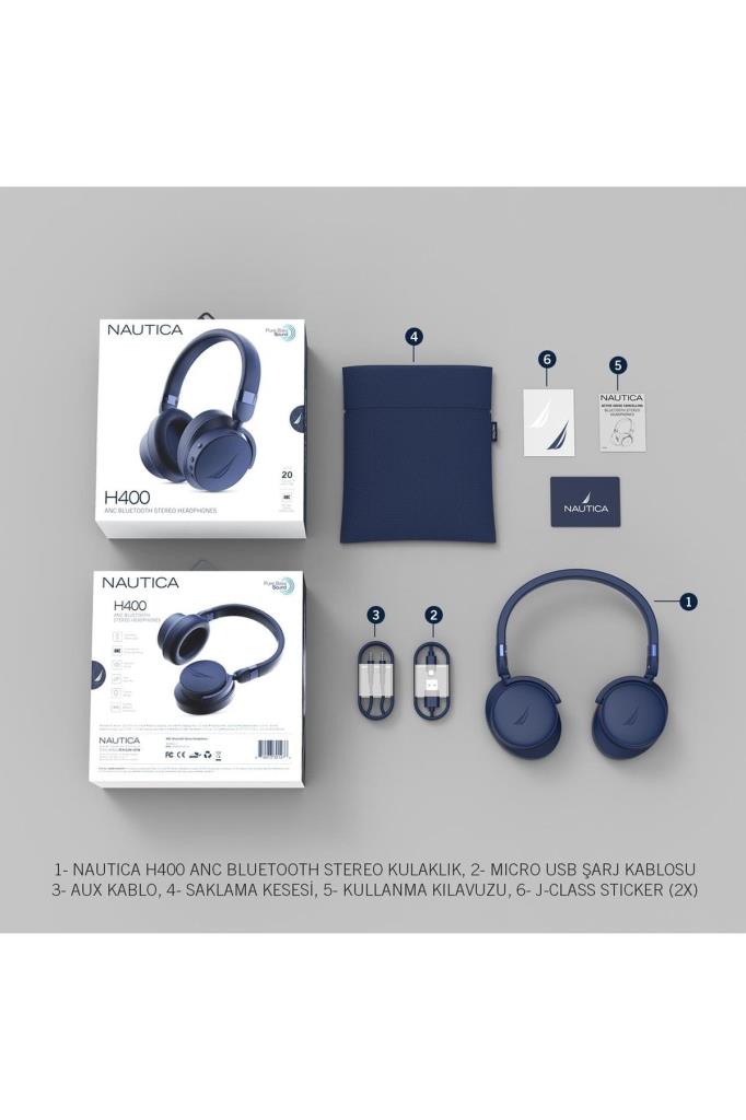 Nautica H400 ANC Lacivert Kulak Üstü Bluetooth Kulaklık Outlet
