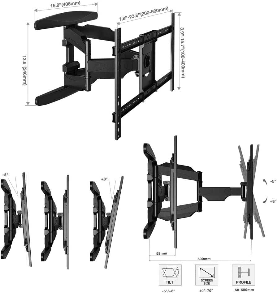 North Bayou P6 40-80 inç Hareketli TV Askı Aparatı Teşhir