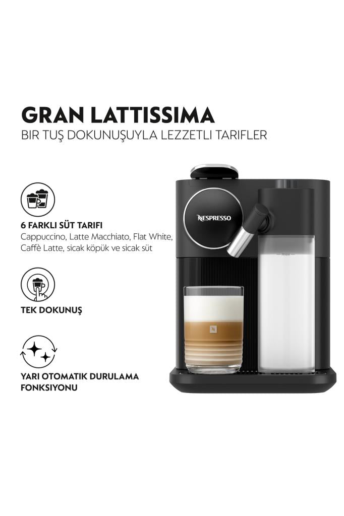 Nespresso F541 Gran Lattissima Siyah Kapsül Kahve Makinesi Outlet