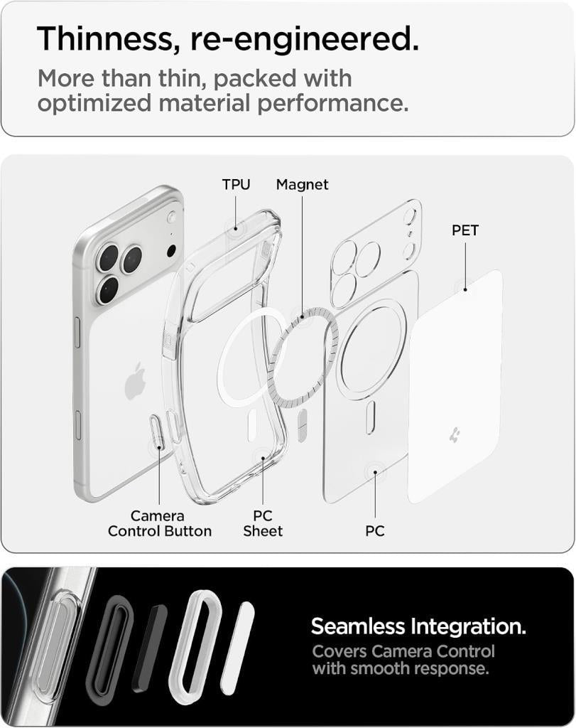 Spigen iPhone 18 Pro Max / 17 Pro Max ile Uyumlu MagSafe Kılıf Ultra Hybrid T Mag Fit Glossy White - ACS10046 - TEŞHİR