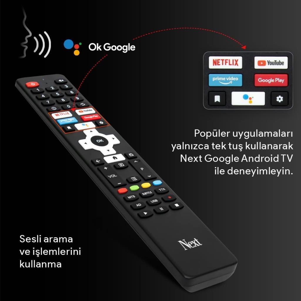 Next YE-58020GFSG5 4K Ultra HD 58" 147 Ekran Uydu Alıcılı Google Smart LED TV Teşhir