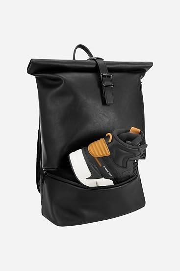 Nordbron Unisex Suni Deri Detaylı Su Geçirmez Laptop Sırt Çantası 16 İnç MacBook Uyumlu
