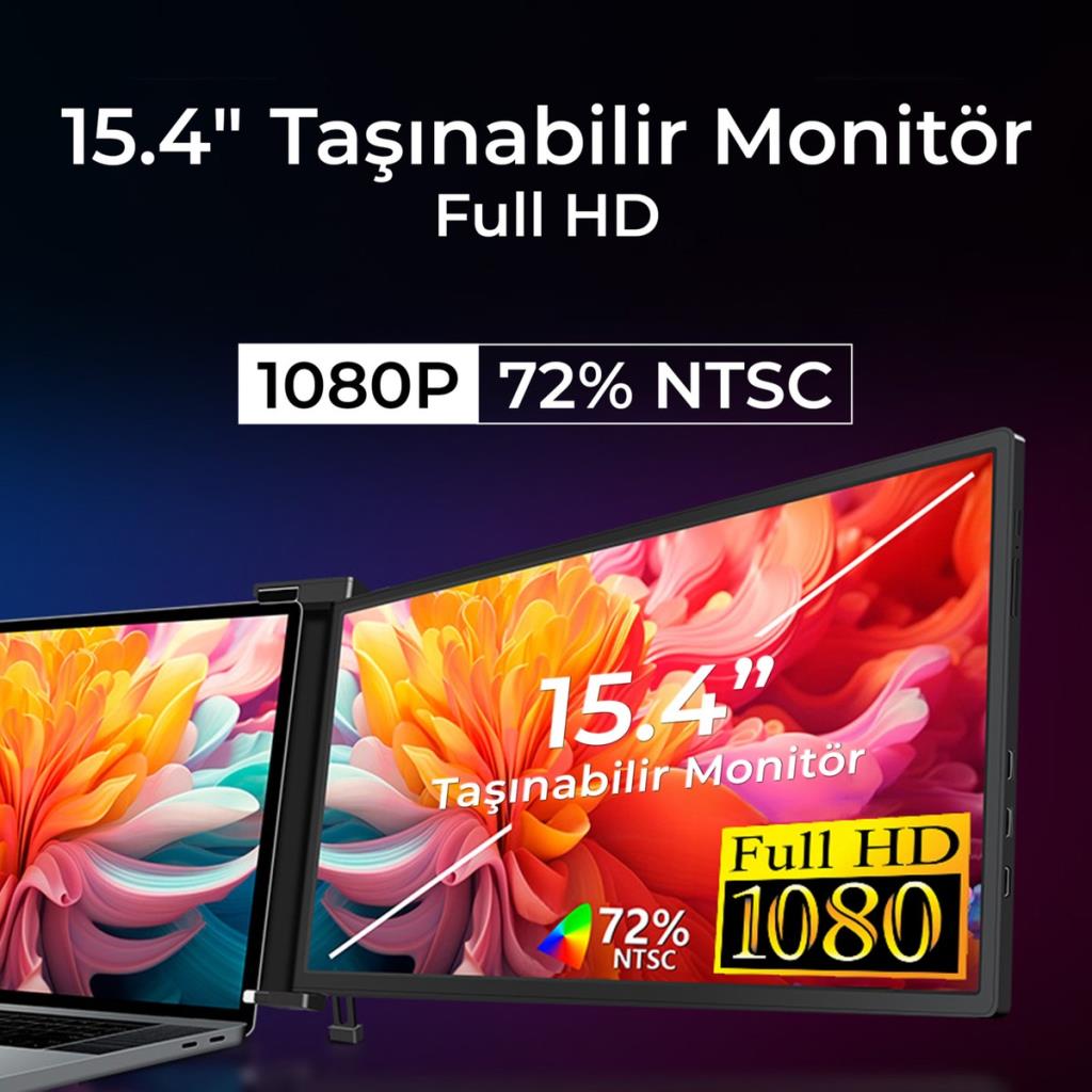 NPO NPM FHD 1080p IPS Type-C Taşınabilir Dizüstü Monitör Çoklayıcı Notebook Monitör