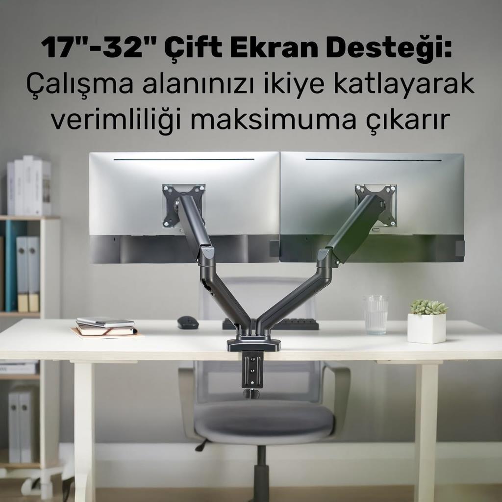 Npo STD46024E Airgrip 17-32 İki Kollu Amortisörlü Monitör Standı - Outlet