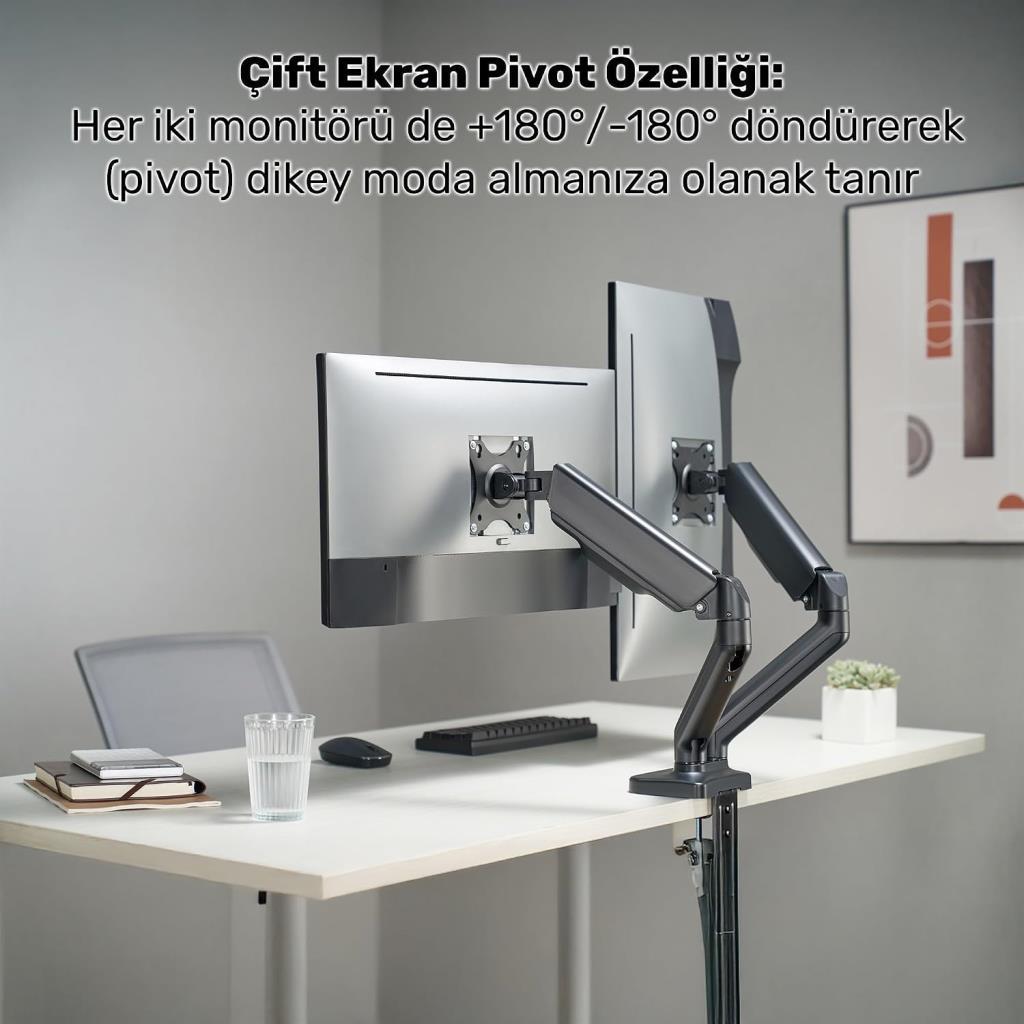 Npo STD46024E Airgrip 17-32 İki Kollu Amortisörlü Monitör Standı - Outlet
