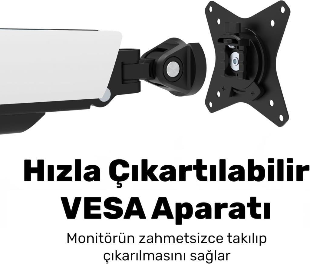 Npo STD54024HLW Elysium 27-35 inç İki Kollu Amortisörlü Monitör Standı - Outlet