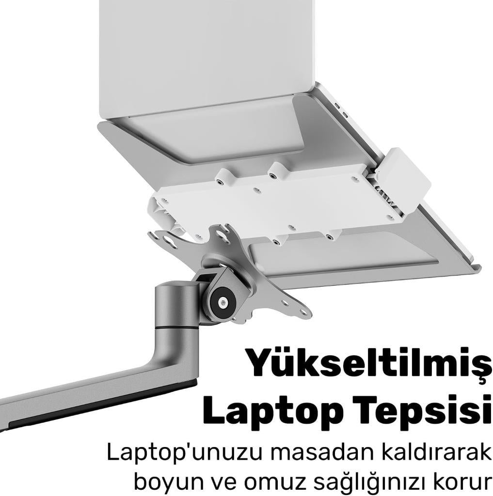 Yıldızan NPO STD72024MLG 17-32" Monitör 11-17" Laptop Destekli Stand, Alüminyum İkili Kol, Ergonomik Yüksekli - Outlet