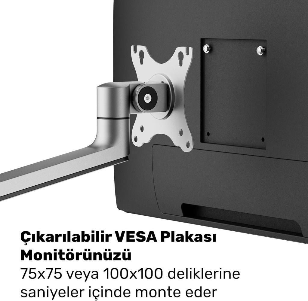 Yıldızan NPO STD72024MLG 17-32" Monitör 11-17" Laptop Destekli Stand, Alüminyum İkili Kol, Ergonomik Yüksekli - Outlet
