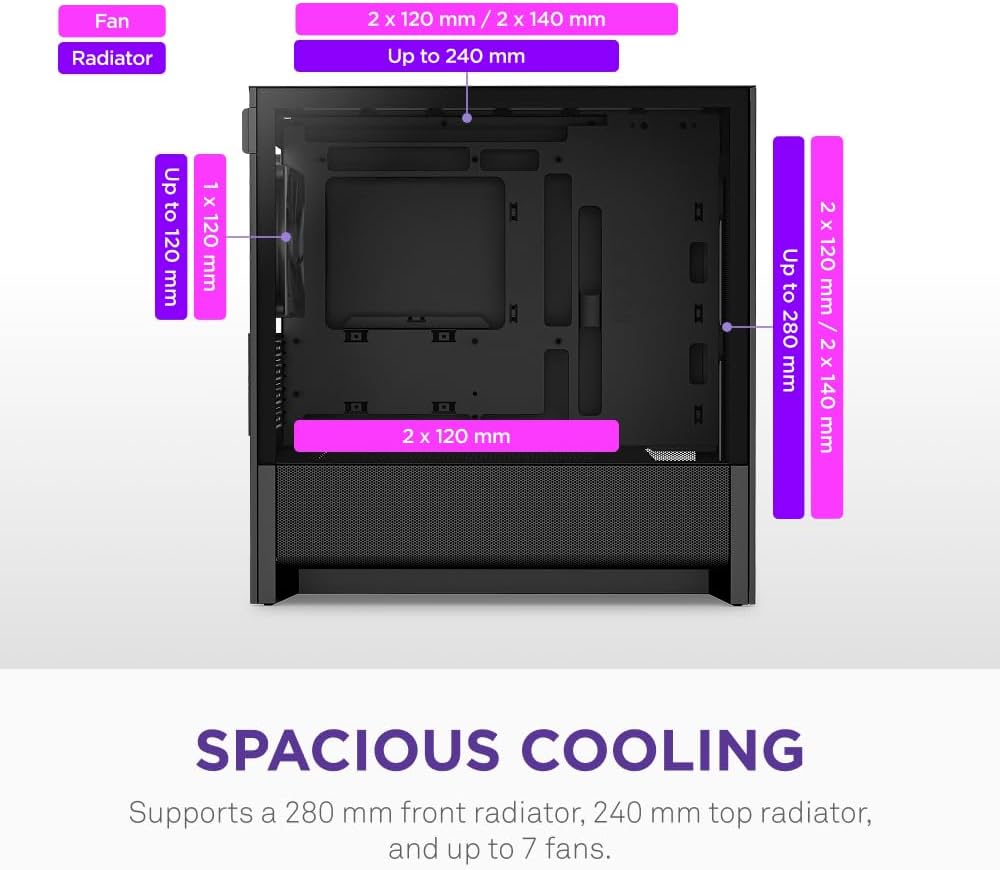 NZXT H3 Flow CC-H31FB-01 Fanlı Siyah Micro ATX Oyuncu Kasası - TESHİR