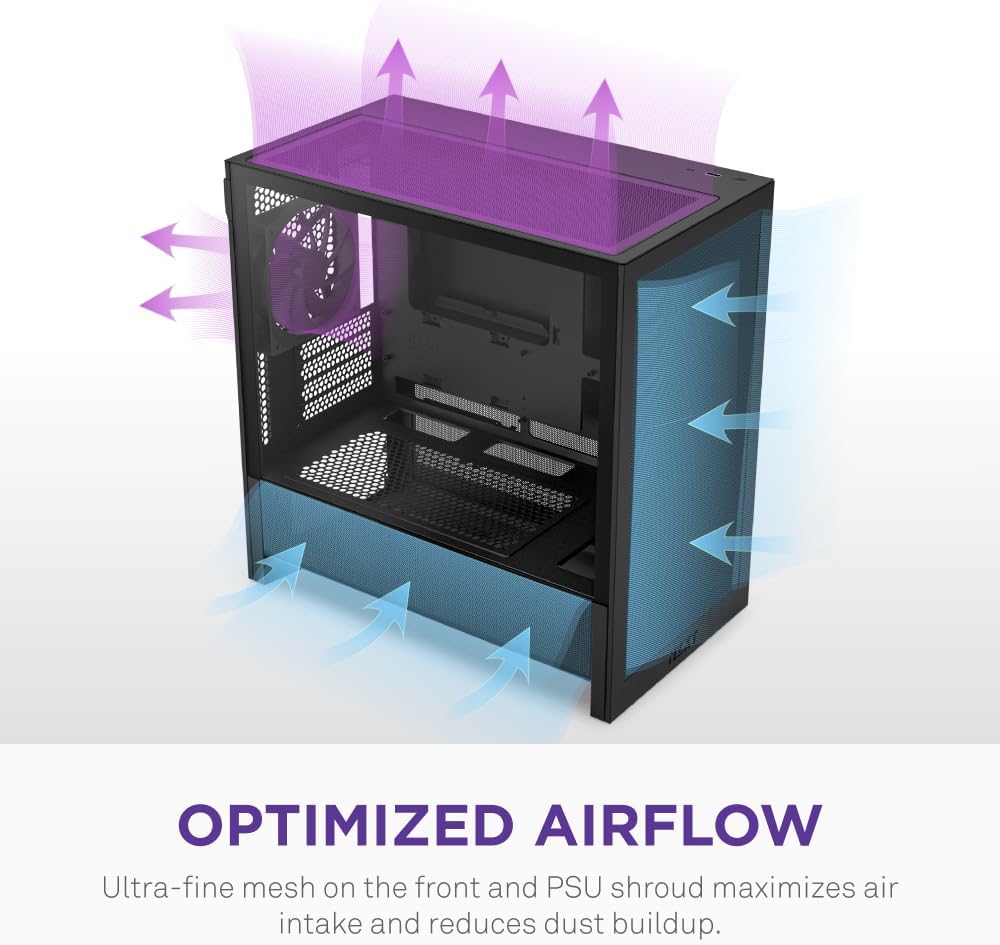NZXT H3 Flow CC-H31FB-01 Fanlı Siyah Micro ATX Oyuncu Kasası - TESHİR