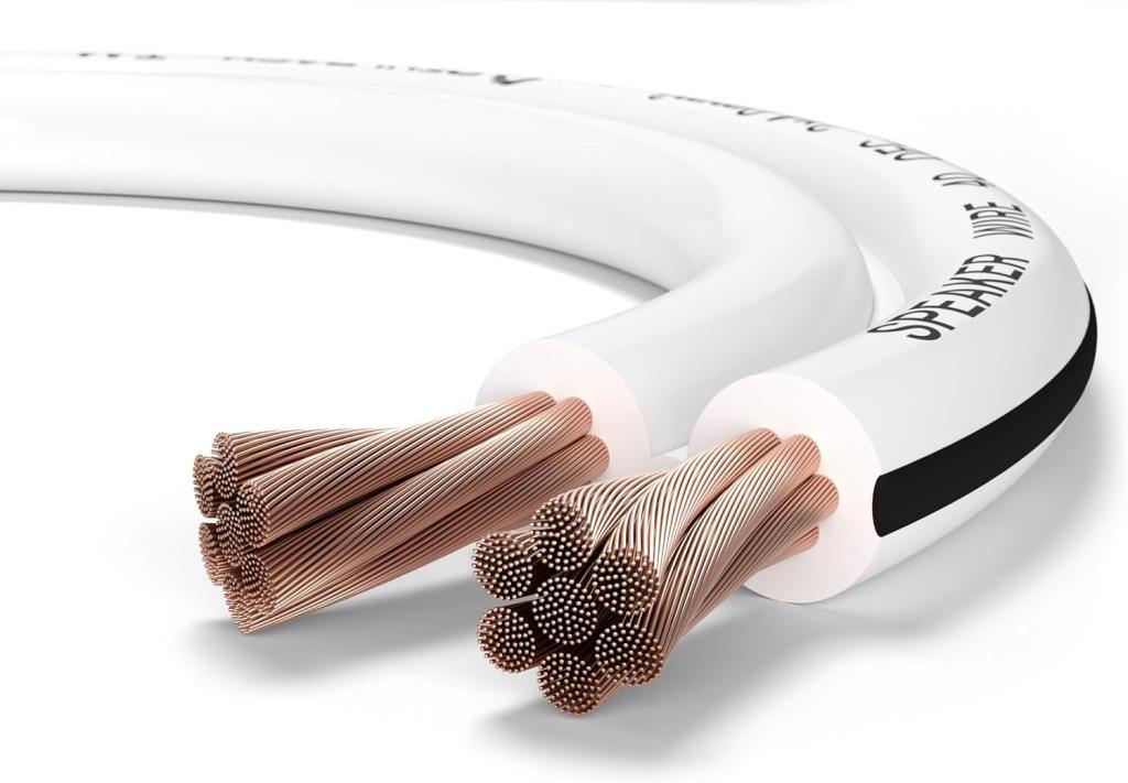 Oehlbach SP-40 Hoparlör Kablosu 2×2,5 mm² 20 Metre, Oksijensiz Bakır, Beyaz - Outlet