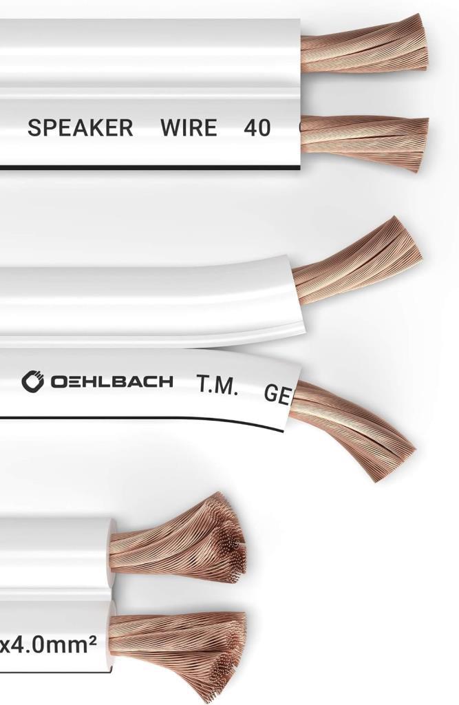 Oehlbach SP-40 Hoparlör Kablosu 2×2,5 mm² 20 Metre, Oksijensiz Bakır, Beyaz - Outlet