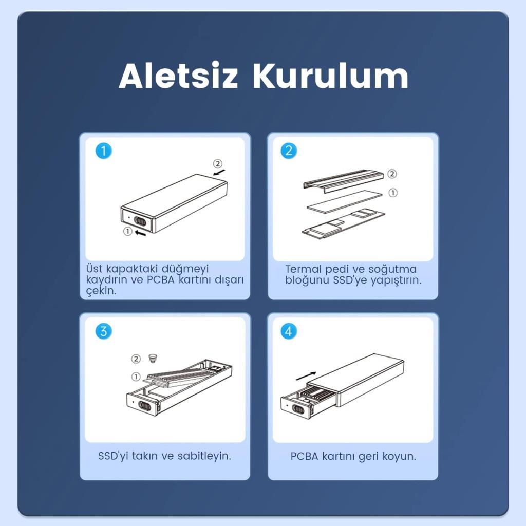 ORICO M.2 SATA SSD Enclosure USB 3.2 Gen2 M-Key / B&M-Key 10Gbps SSD Disk Kutusu - Outlet