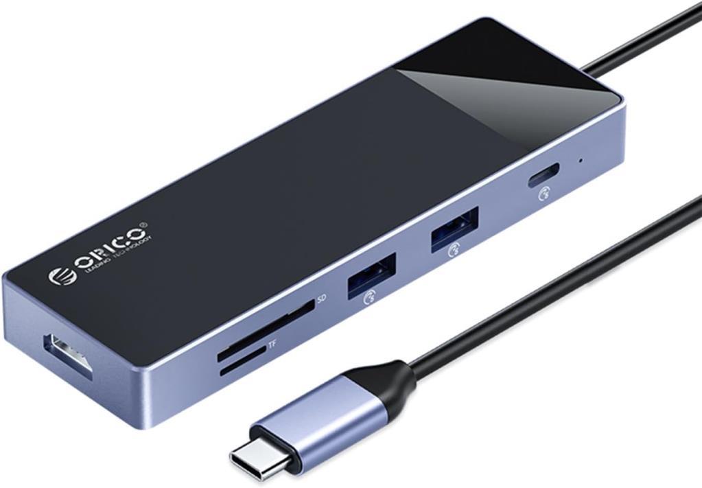 Orico Type-C PD100W HDMI 4K 30 Hz RJ45 SD TF 5 Gbps Type-C 4 USB-A Portlu Çoklayıcı Hub - TEŞHİR