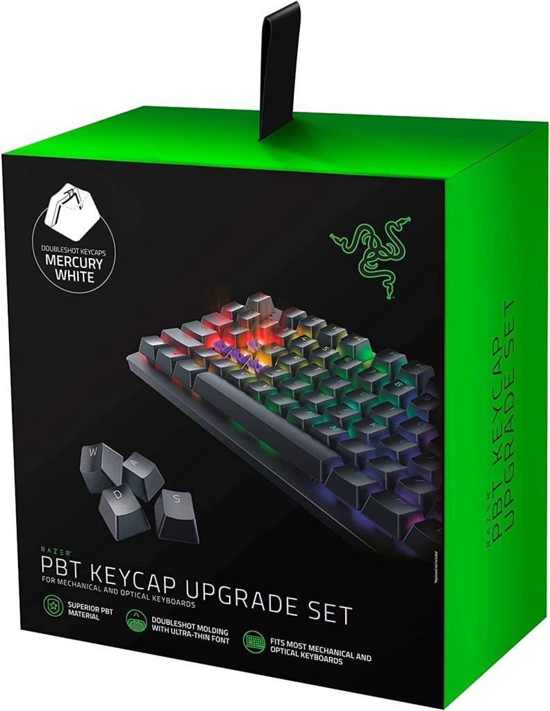 Oyun Klavyesi için Razer PBT Tuş Takımı - Mekanik ve optik klavyeler için klavye yükseltme seti (arka ışık uyumluluğu, üstün PBT malzemesi) Cıva Beyaz Outlet