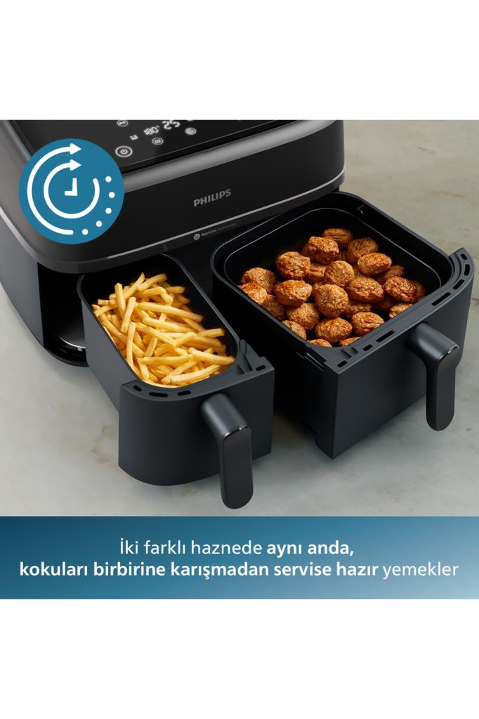 Philips Airfryer 3000 Serisi NA350/00 Çift Hazneli 9 lt Yağsız Fritöz Teşhir