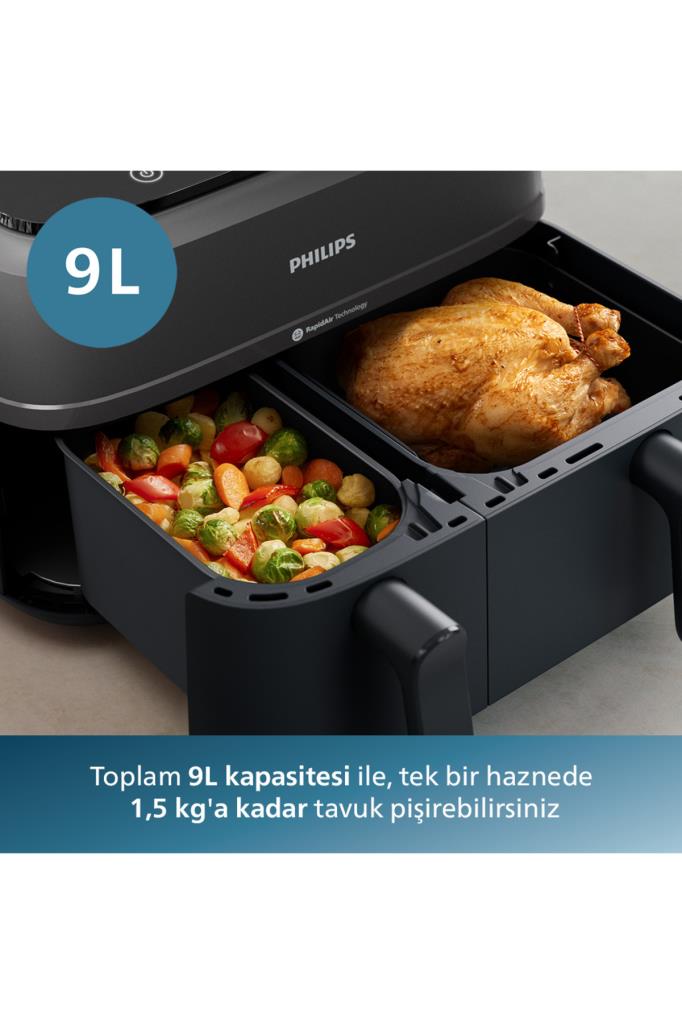 Philips Airfryer 3000 Serisi NA350/00 Çift Hazneli 9 lt Yağsız Fritöz Teşhir