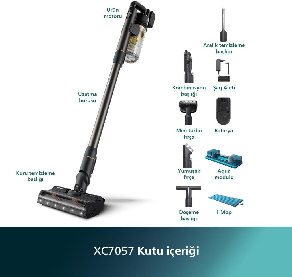 Philips 7000 Serisi XC7057/01 Islak Kuru Şarjlı Dikey Süpürge Teşhir