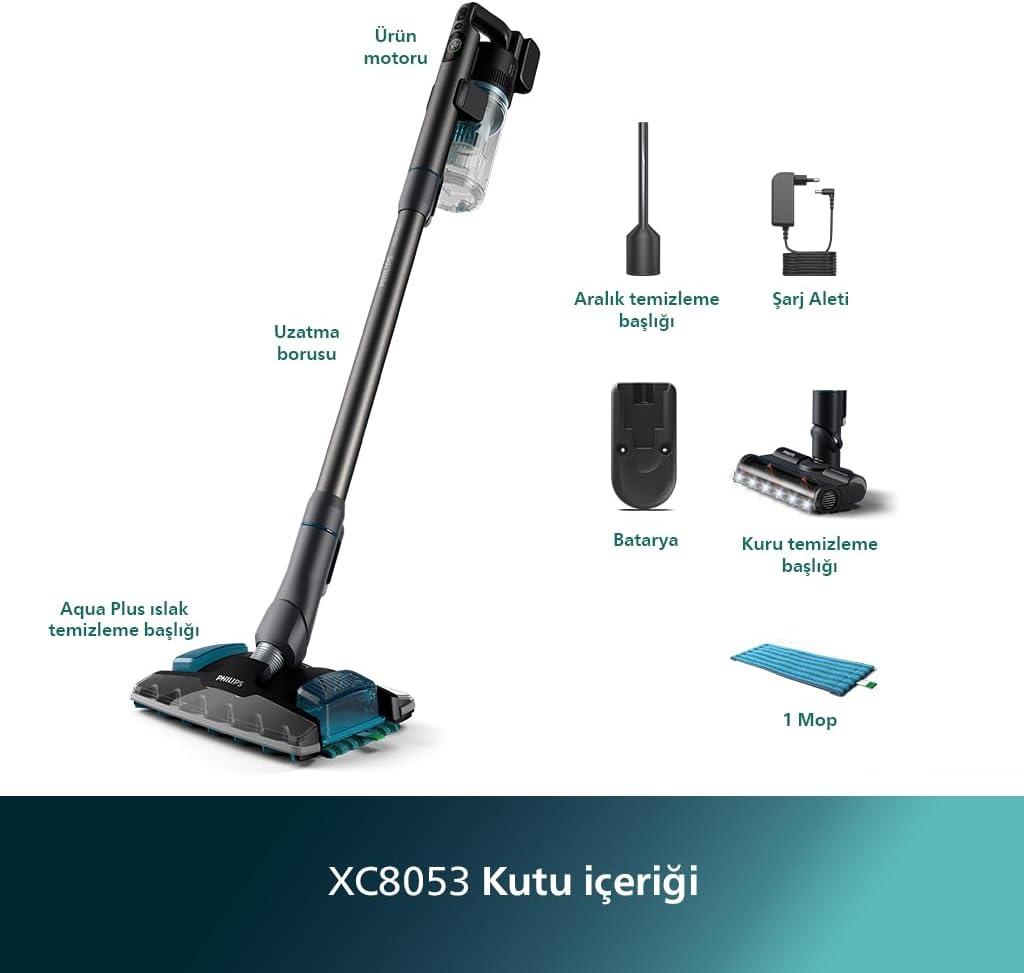 Philips 8000 Serisi Aqua Plus XC8053/01 Şarjlı Dikey Süpürge Teşhir