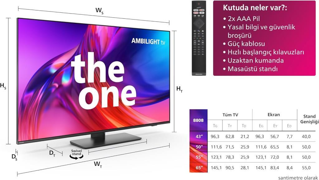 Philips 55PUS8808 4K Ultra HD 55" 140 Ekran Uydu Alıcılı Google Smart LED TV Outlet