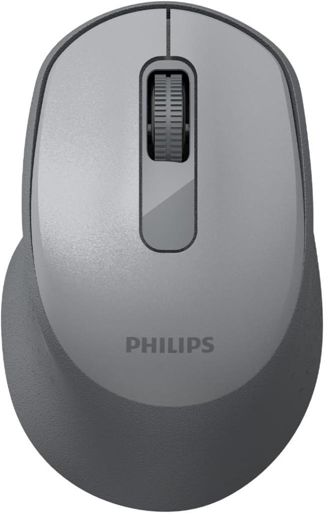 Philips SPK7448 Bluetooth 5.2 ve 2.4GHz 1600DPI Sessiz Optik Kablosuz Mouse (Gri) Teşhir