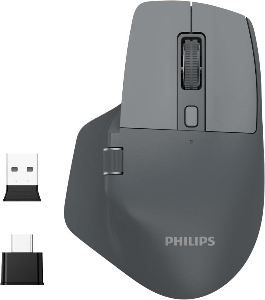 Philips SPK7858 Gri Şarjlı Sessiz Optik Kablosuz Mouse Teşhir