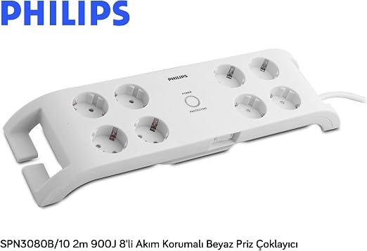 Philips SPN3080B/10 900 Joule 2 m 8'li Akım Korumalı Priz