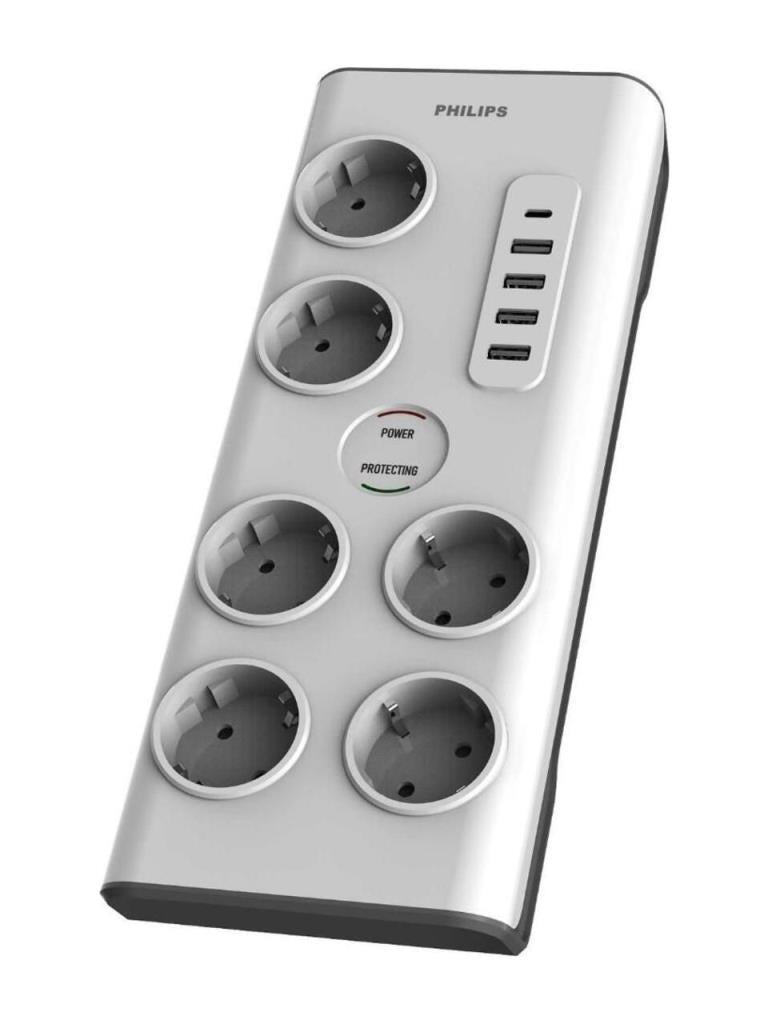 Philips SPN7060WA/62 Anahtarlı USB'li 2 m 6'lı Akım Korumalı Priz Teşhir
