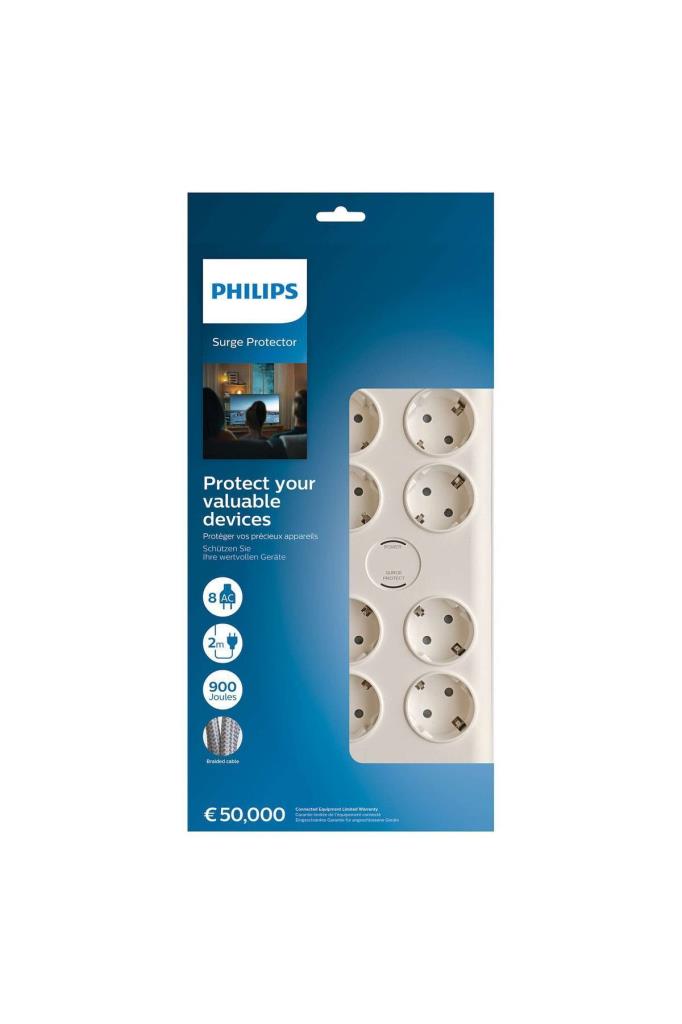 Philips SPN7080WA/62 900 Joule 8'li 2 m Akım Korumalı Priz Outlet