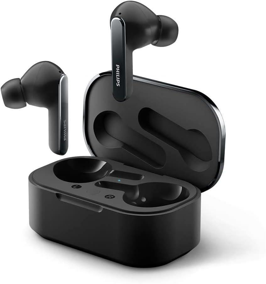 Philips TAT5506BK Gerçek Kablosuz Kulaklık ANC Pro IPX5 8+24sa BT 5.2 Qi Uyumlu Kılıf Mono Mod Siyah Teşhir