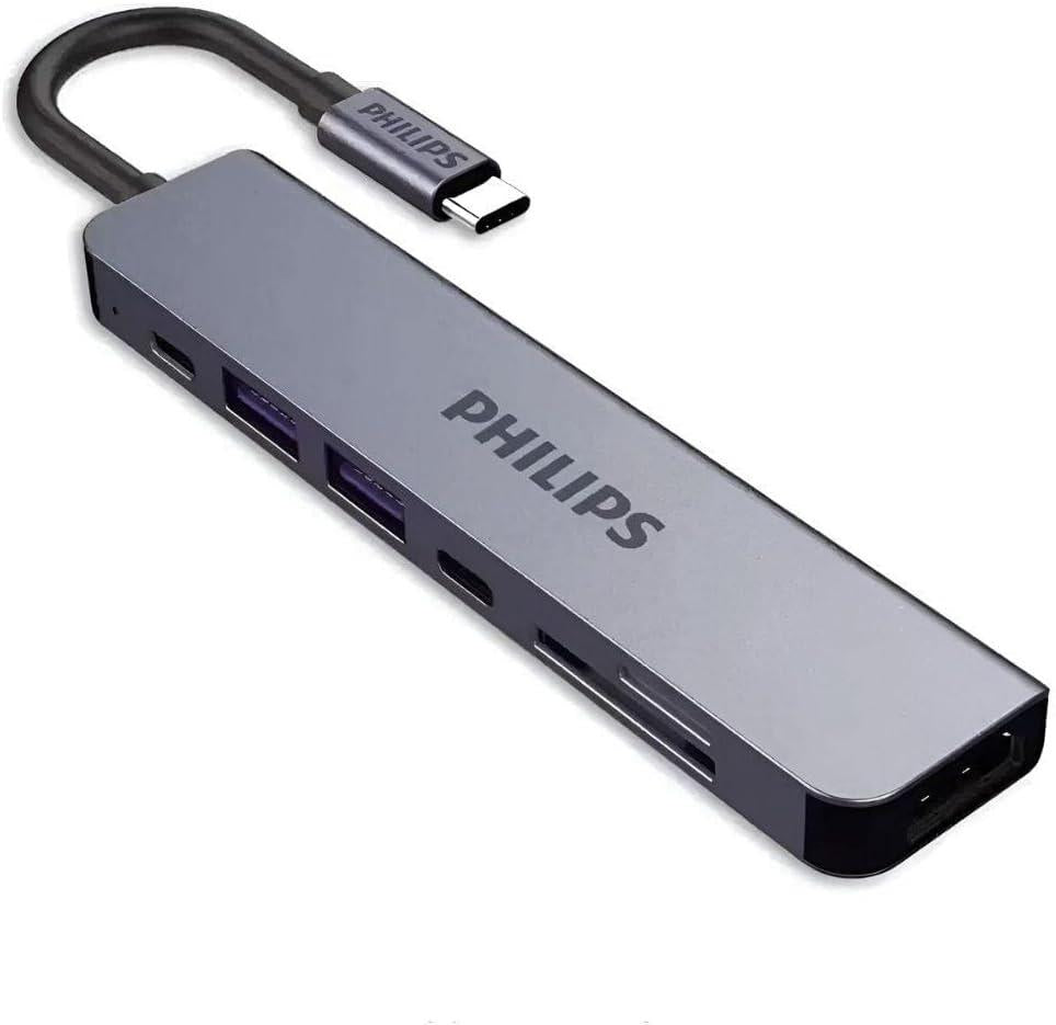 Philips Type C to PD 87W HDMI USB SD Micro SD Dönüştürücü Hub - Teşhir