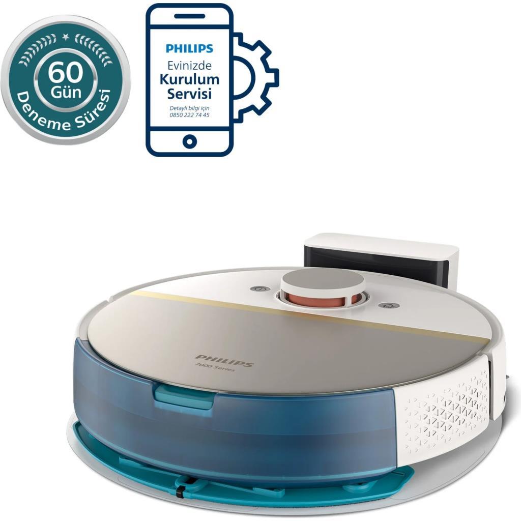 Philips HomeRun 7000 Serisi Aqua XU7000/02 Beyaz Gold Akıllı Robot Süpürge - TEŞHİR
