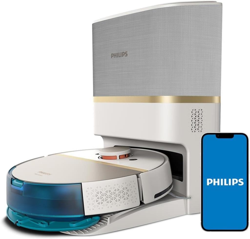 Philips HomeRun 7000 Serisi Aqua XU7100/02 Çöp İstasyonlu Beyaz Gold Akıllı Robot Süpürge Outlet