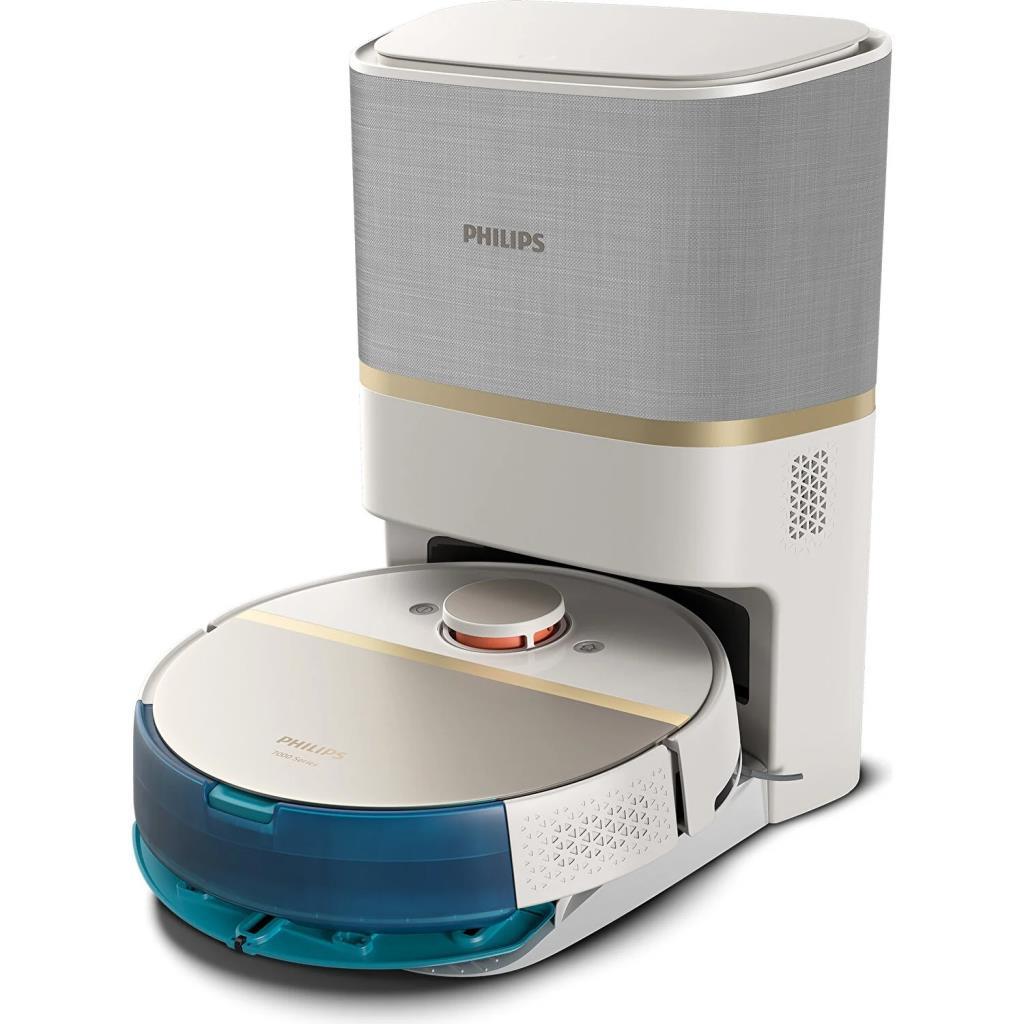 Philips HomeRun 7000 Serisi Aqua XU7100/02 Çöp İstasyonlu Beyaz Gold Akıllı Robot Süpürge - TEŞHİR