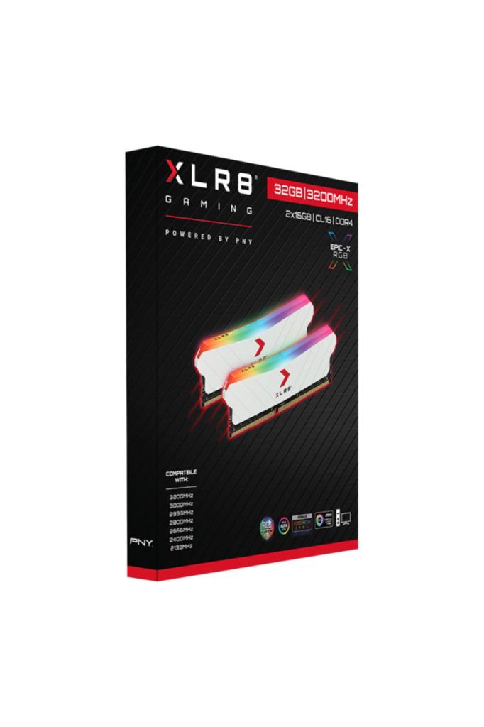 Pny XLR8 EPIC-X RGB (2x8) 16 GB DDR4 3200 Mhz MD16GK2D4320016XRGB Ram Beyaz - Outlet