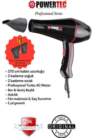 Powertec Profesyonel TR-601/TR-601S Turbo 2500 W Saç Kurutma Makinesi Teşhir