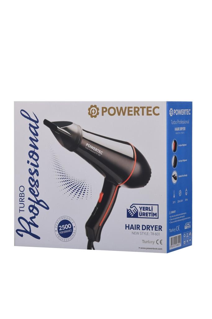 Powertec Profesyonel TR-601/TR-601S Turbo 2500 W Saç Kurutma Makinesi Teşhir