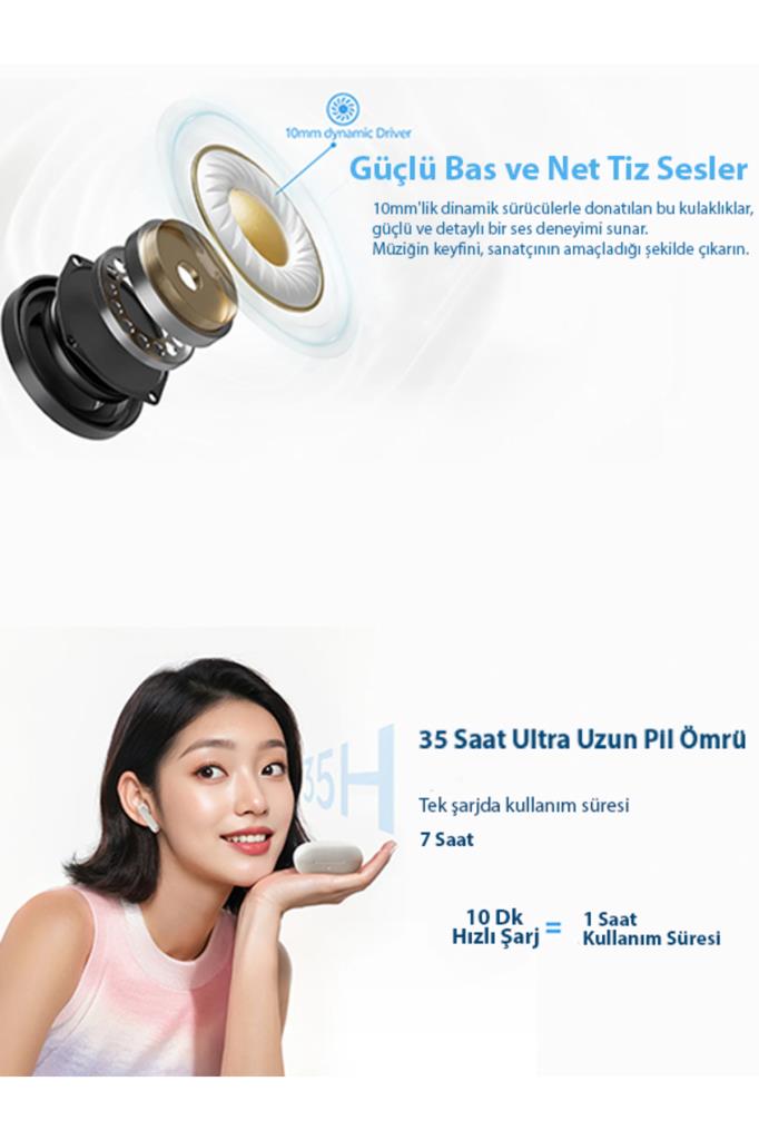 QCY Buds TWS Beyaz Kulak İçi Bluetooth Kulaklık - TEŞHİR