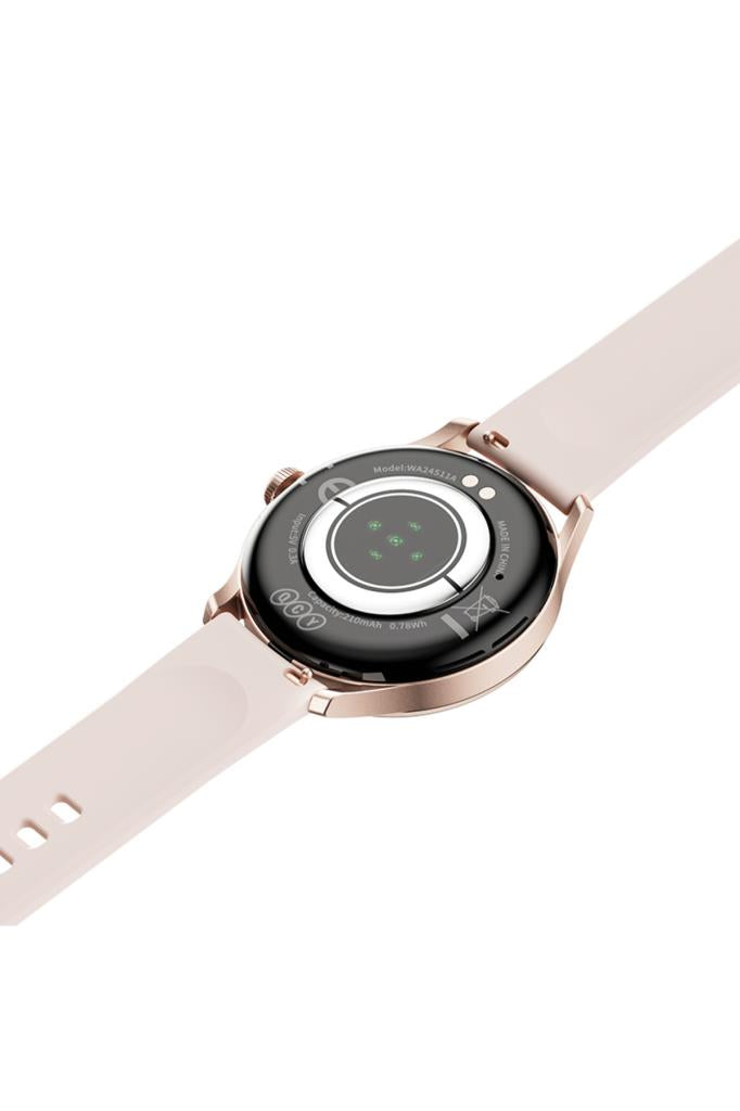 QCY Elite Pembe Akıllı Saat 1.19" AMOLED Ekran Metal Kasa Sesli Görüşme Özellikli