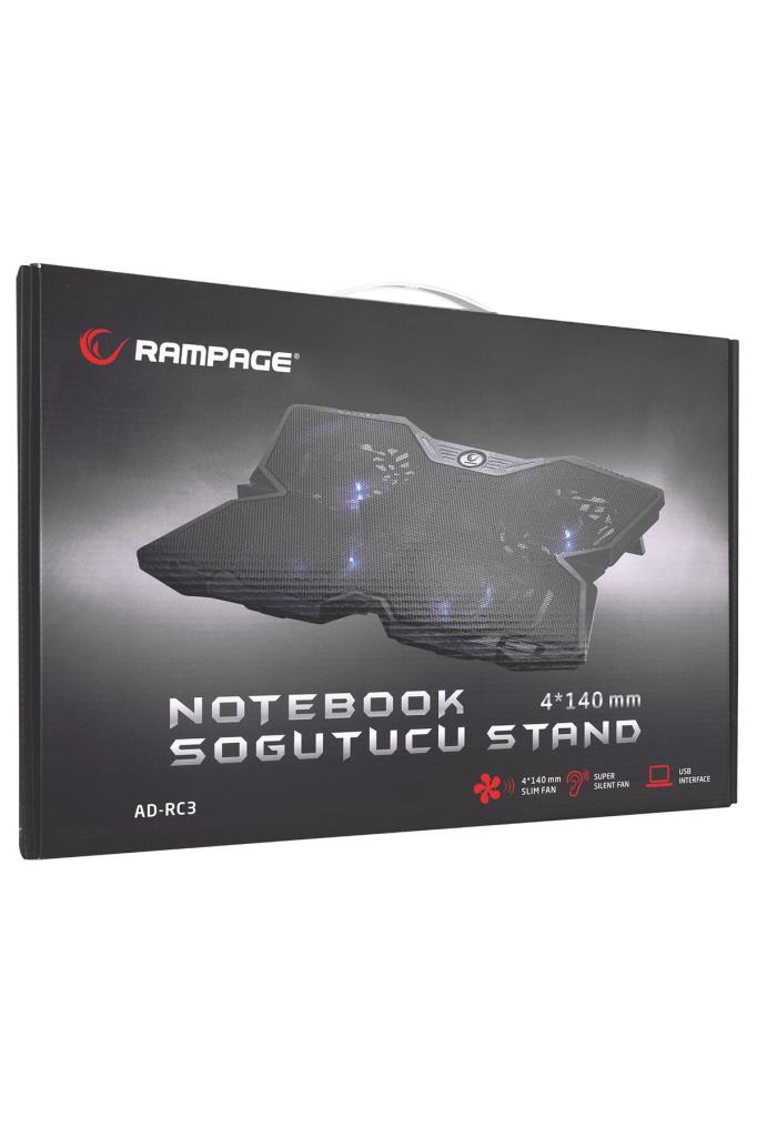 Rampage AD-RC3 4 Led Fanlı USB 2.0 Laptop Soğutucu - TEŞHİR