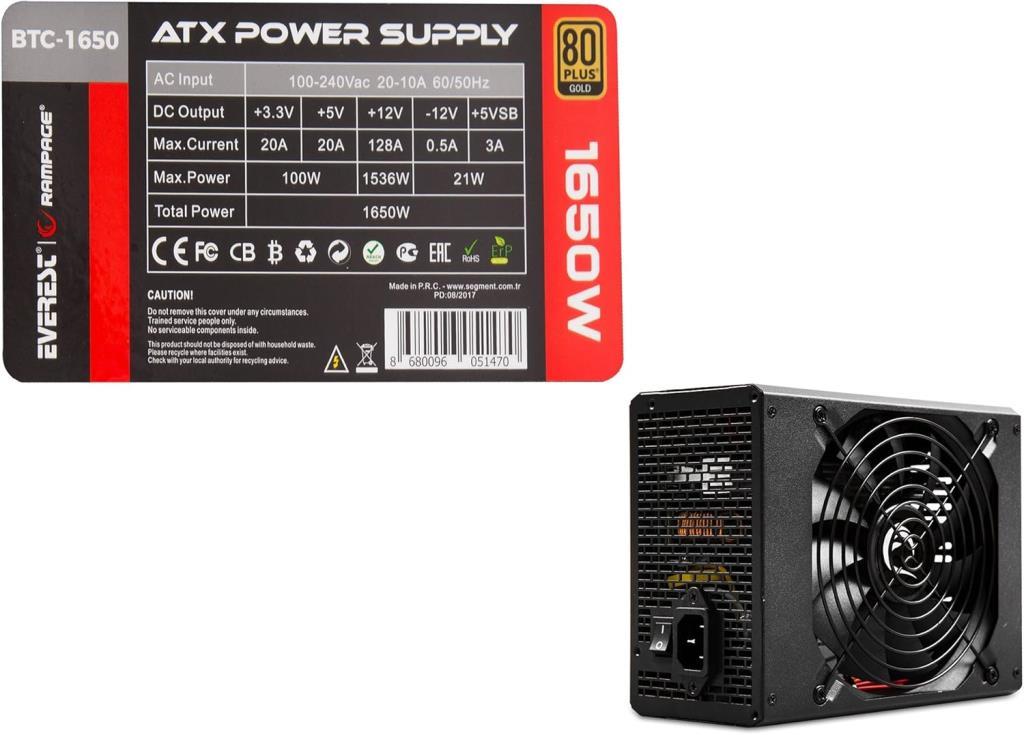 Rampage Bitcoin BTC-1650 1650W Power Supply Teşhir
