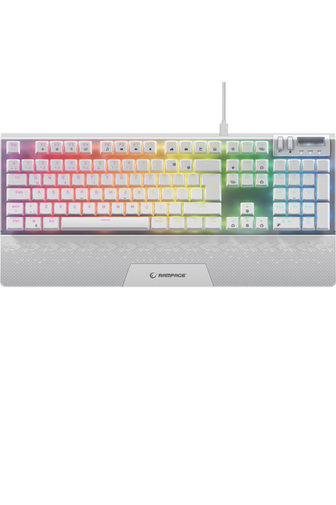 Rampage Carbon Beyaz RGB Red Switch Kablolu Mekanik Oyuncu Klavyesi Outlet