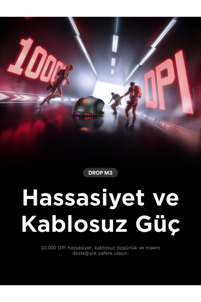 Rampage Drop M3 V2 Siyah RGB Şarjlı Optik Kablolu/Kablosuz Oyuncu Mouse