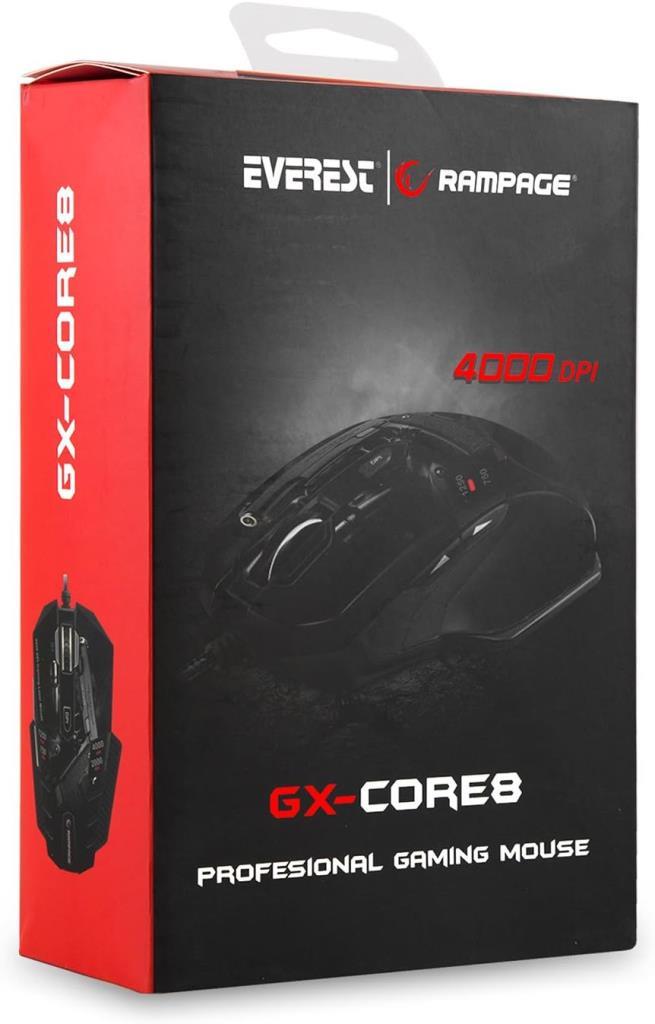 Rampage GX-CORE8 RGB Makrolu Ergonomik Optik Kablolu Oyuncu Mouse - Outlet